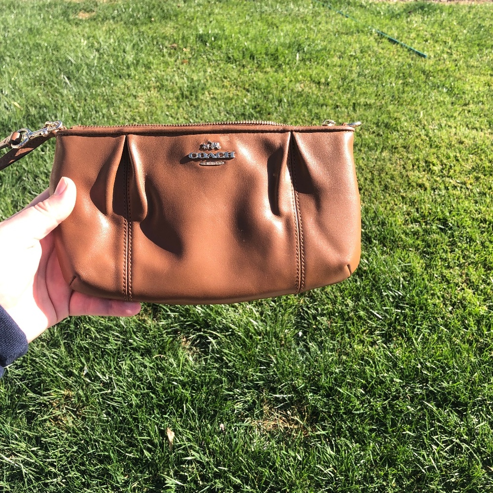 Coach Brown Wristlet Clutch
